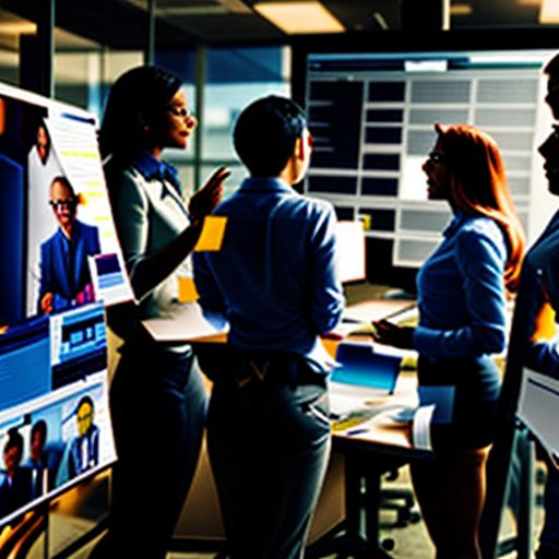 A project manager confidently leads a team meeting, utilizing a whiteboard to illustrate project milestones and deadlines.